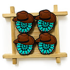 Silicone Focal Beads Western Turquoise Hat Holding Stones 20pcs 3