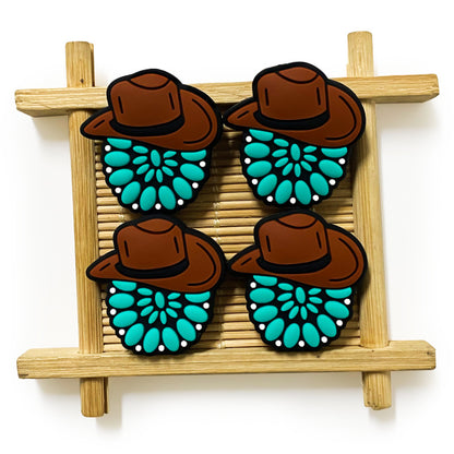 Silicone Focal Beads Western Turquoise Hat Holding Stones 20pcs 3