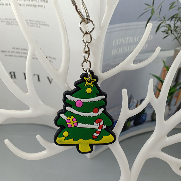 Cartoon Christmas Silicone Keychain Santa Claus Holiday Characters 11