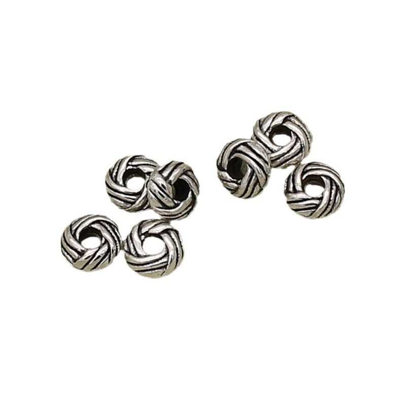 Alloy Oval Spacer Beads 6mm Woven Immitation Tibetan Antique Silver 100pcs 5