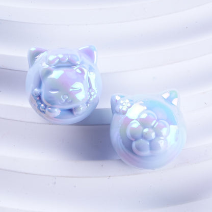 UV Plating Cute Little Cat Acrylic Beads 18mm Pastel Colors 50pcs 8
