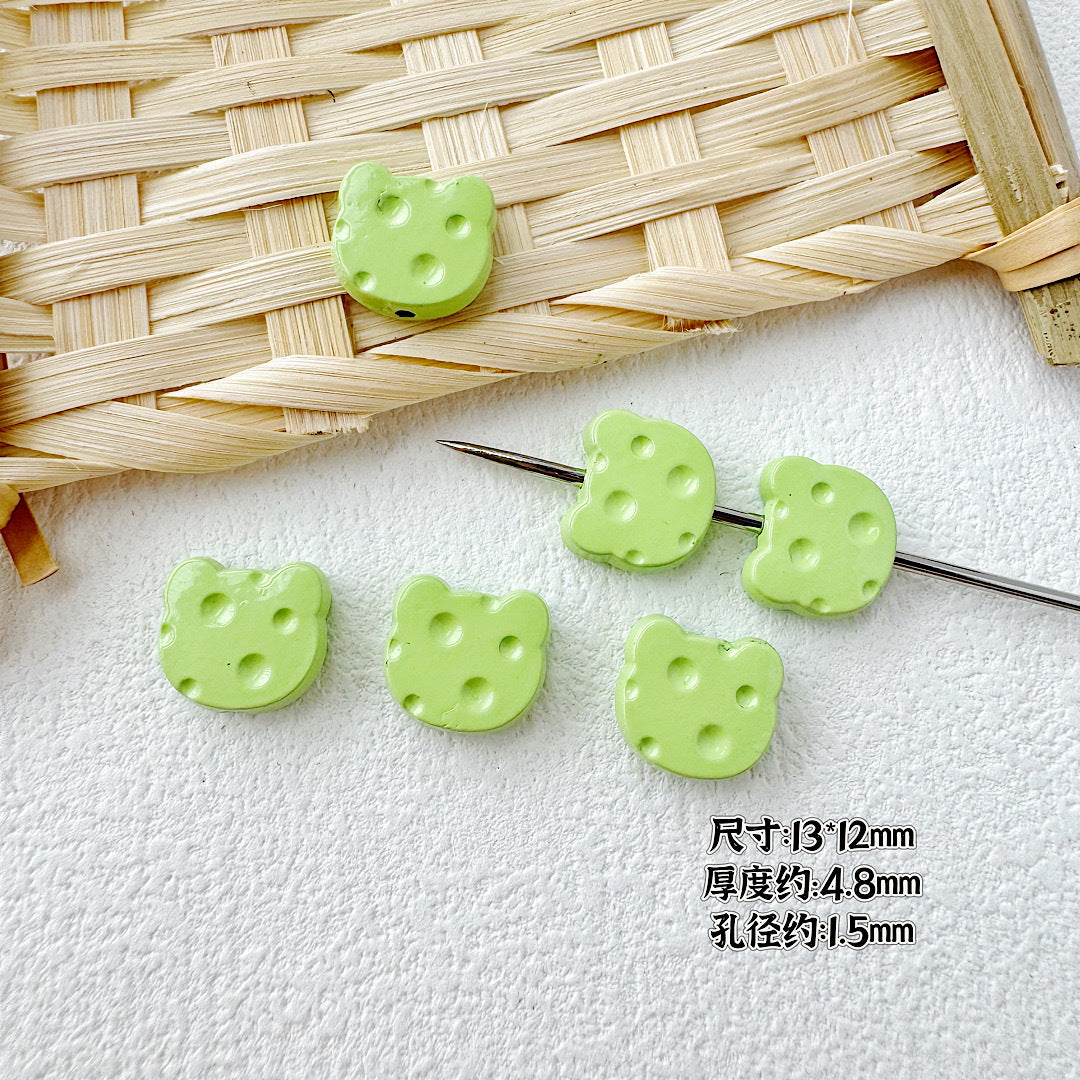 Baking Painted Cheese Animal Metal Beads Whimsical Pastel Colors 20pcs 37