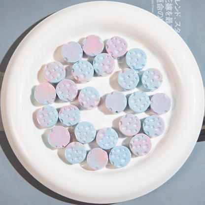 Gradient Colored Cheese Macaron Resin Beads 17mm Plating 20pcs 7