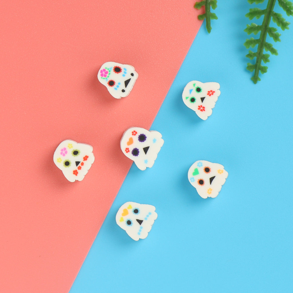 Halloween Ghost Clay Beads 9mm Colorful Floral Heart Design 100pcs 4