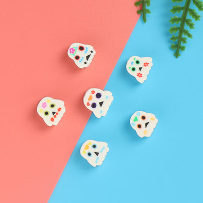 Halloween Ghost Clay Beads 9mm Colorful Floral Heart Design 100pcs 4