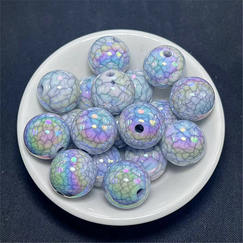 Plated Round Acrylic Beads 16mm UV Crackle Imitation 100pcs 3