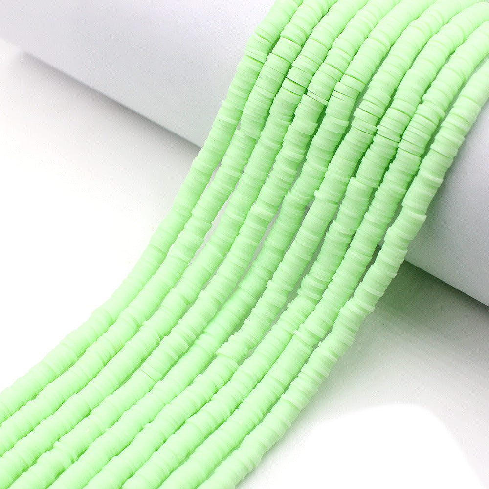 Flat Clay Beads 6mm Solid Color Smooth Polymer Disc 10strands 14