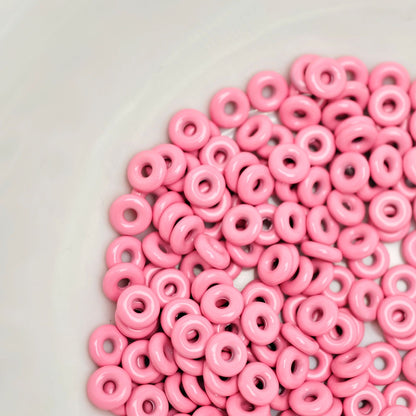 Alloy Donut Spacer Beads 5mm Baking Painted Solid Color 30pcs 17