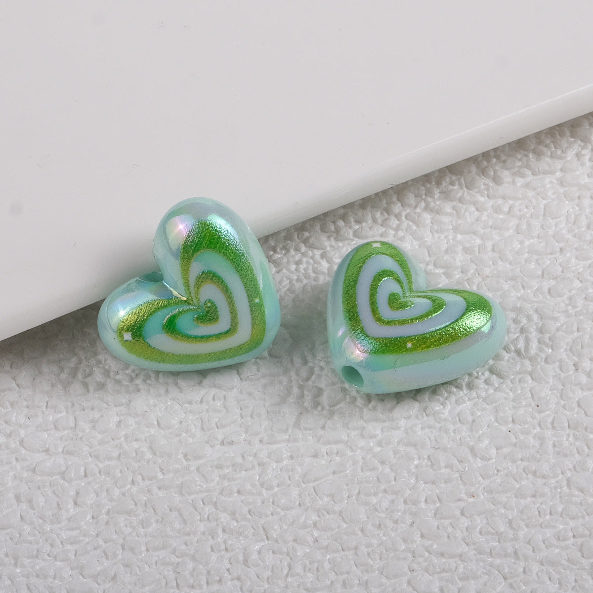 Plating Heart Acrylic Beads 18mm Spiral Pattern Glossy 50pcs 15