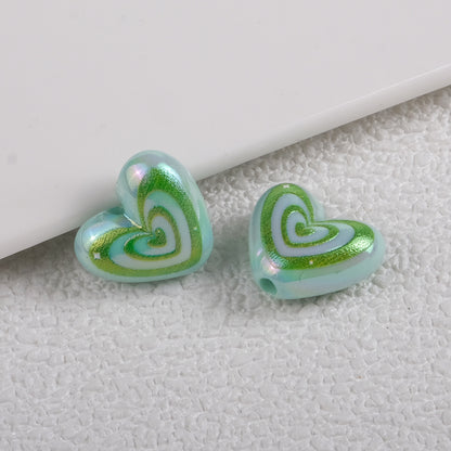 Plating Heart Acrylic Beads 18mm Spiral Pattern Glossy 50pcs 15