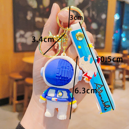 Cartoon Astronaut PVC Building Block Keychain with Starry Strap 7