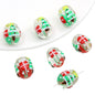 Lampwork Glass Beads Hand Painted Christmas Theme Enamel 2pcs 14