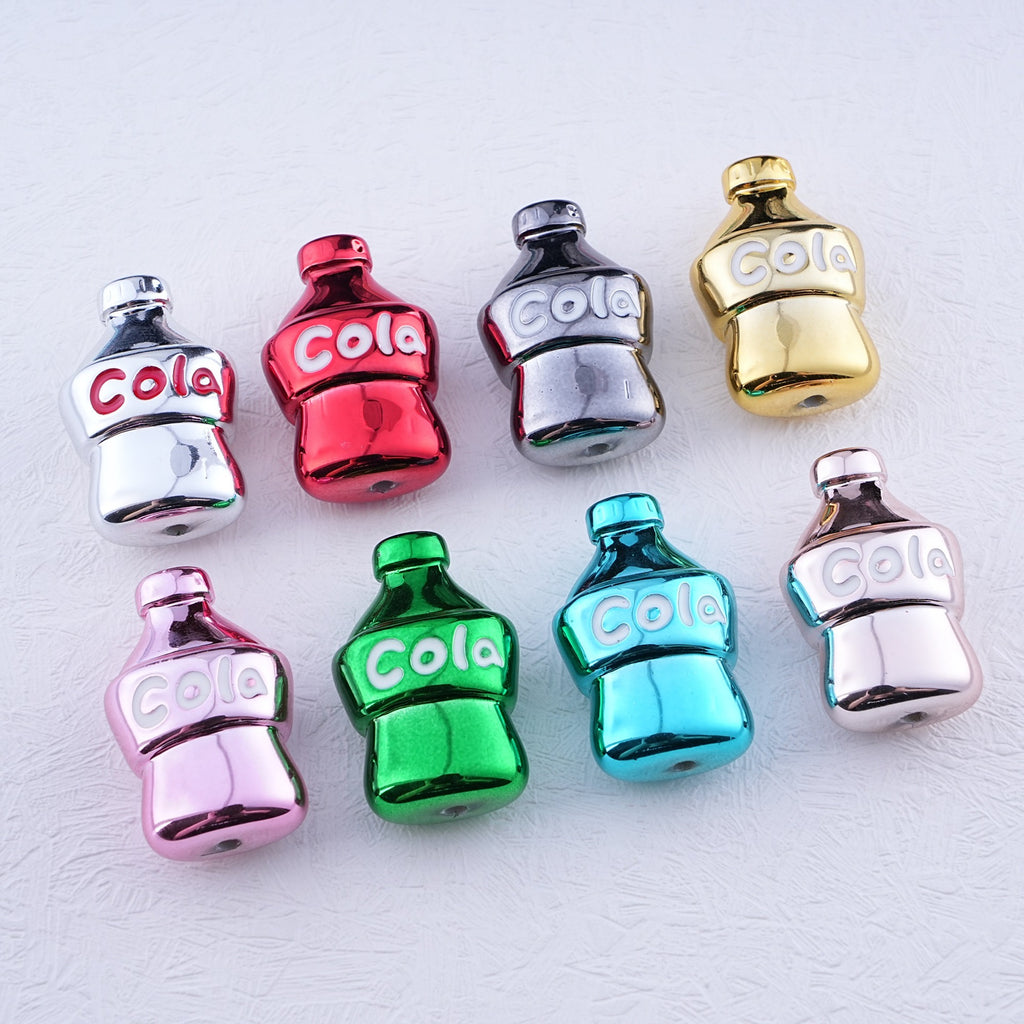 Plating Cola Bottle Acrylic Beads 19-30mm Metal Colored 20pcs 2