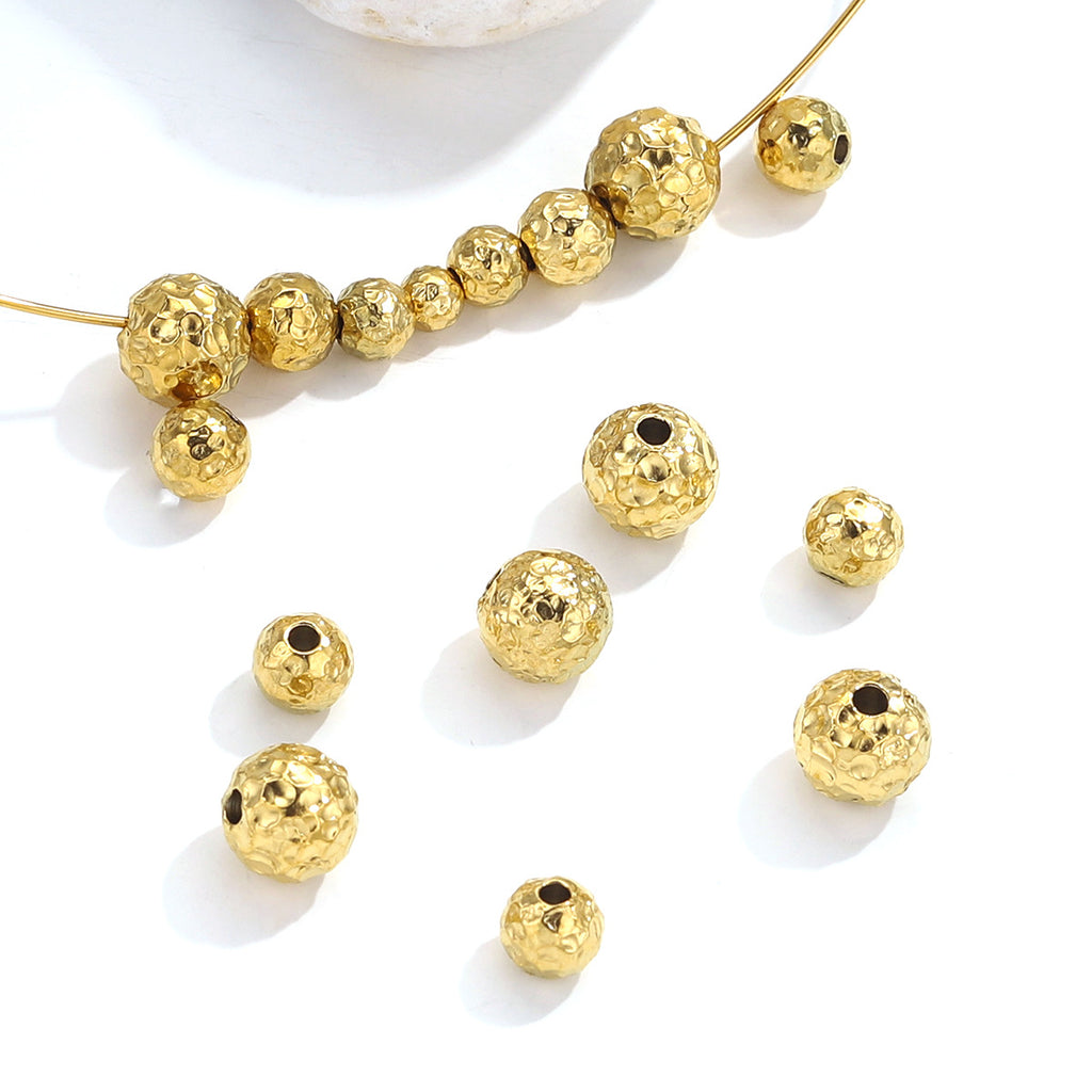 Stainless Steel Irregular Wrinkle Concave Metal Beads 4-8mm 10pcs