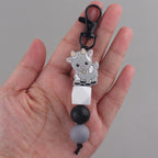 Cartoon Animal Silicone Bead Keychain Elk Yak Goat Design 4
