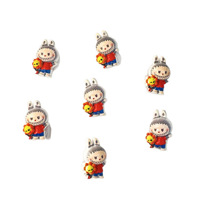 Character Metal Beads 18mm Hand Painted 3D Enamel Alloy 10pcs 5
