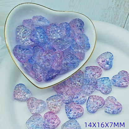 Transparent Bow Pattern Heart Glass Beads 14x16x7mm 25pcs 13