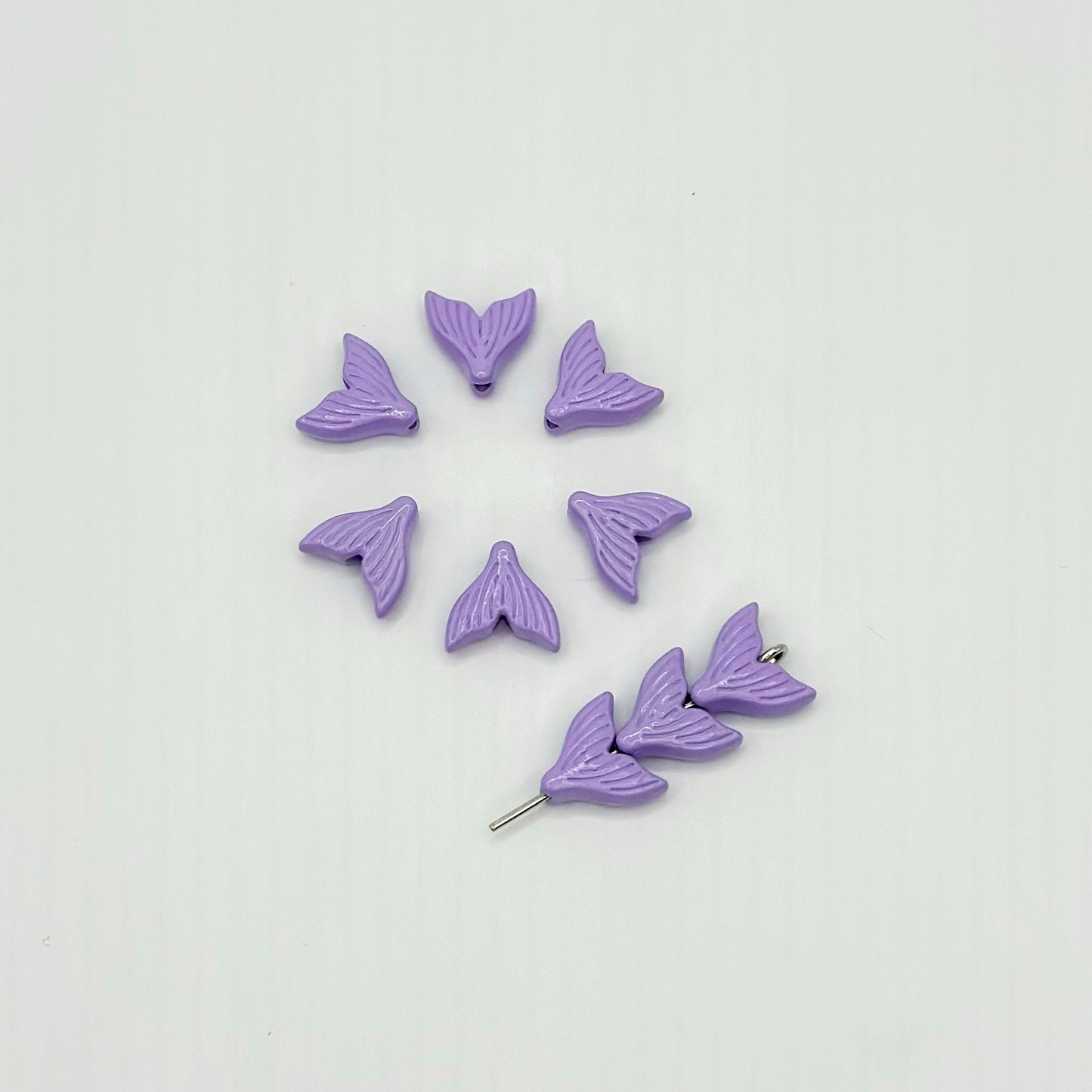 Mermaid Tail Metal Beads 10mm Pastel Painted Scales 20pcs 16