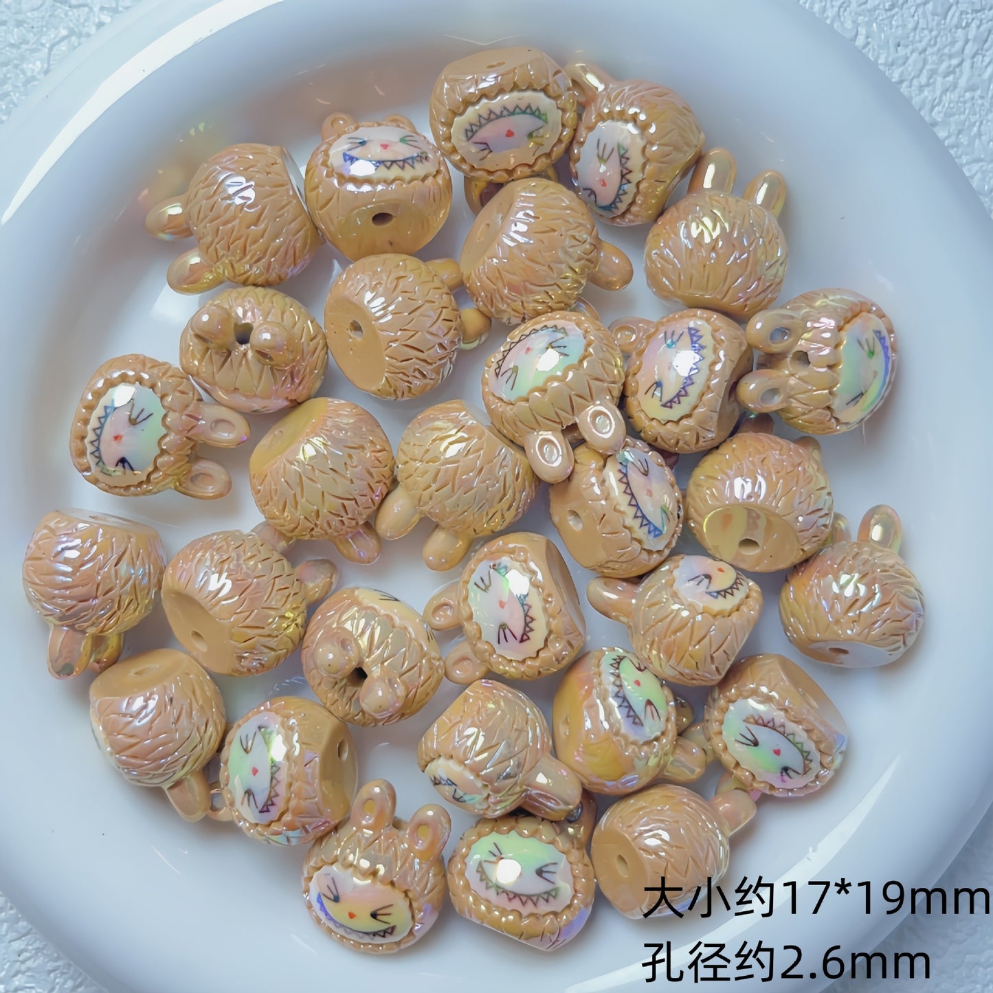 Glossy Iridescent 3D Pop Mart Resin Beads 17-23mm 5pcs 8