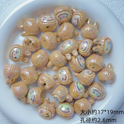 Glossy Iridescent 3D Pop Mart Resin Beads 17-23mm 5pcs 8