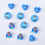 Silicone Focal Beads Fathers Day Blue Hearts and Letter Design 20pcs 3