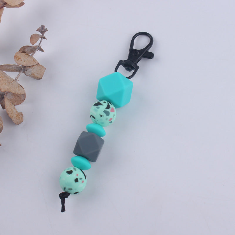 Leopard Silicone Beaded Keychain Colorful Animal Print Charm 4