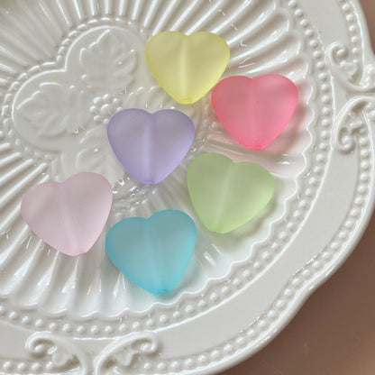 Matte Heart Acrylic Beads 24mm Pastel Colors 20pcs 12