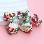 Hand Painted Acrylic Beads 3D Christmas Bells and Cabin 5pcs 4