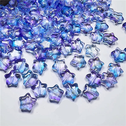 Czech Glass Beads Star 8mm Translucent Soft Color Gradient 50pcs 26