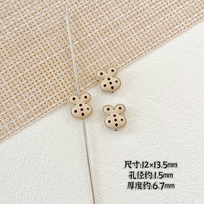 Heart and Rabbit Metal Beads Polka Dot Painted Alloy 10pcs 30
