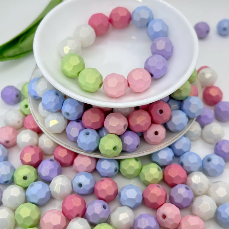 Faceted Matte Macaron Colored Acrylic Beads 16mm Soft Pastel 100pcs 2