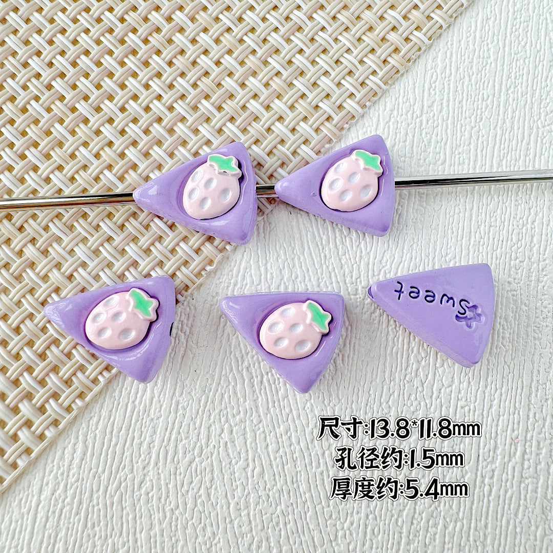 Baking Painted Duck and Strawberry Cake Metal Beads 13/10mm 20pcs 9