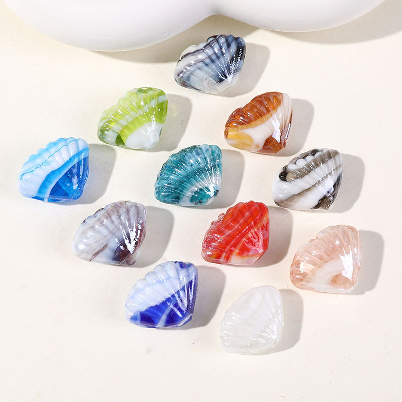 Two Tone 3D Shell Lampwork Glass Beads 22mm Handmade 10pcs 4