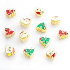 Santa Claus Christmas Tree Metal Beads 10mm Enamel Gold Tone 50pcs 2