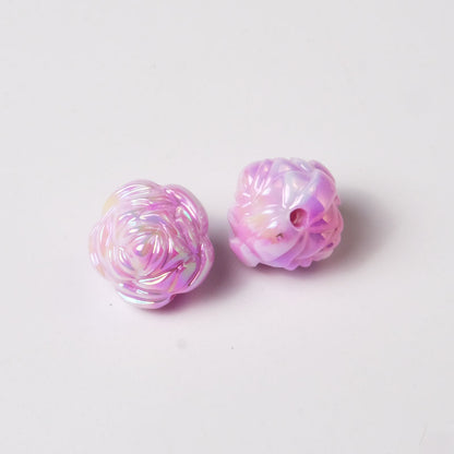 Plating Rose Ball Acrylic Beads 16mm Dual Color Glossy 50pcs 5