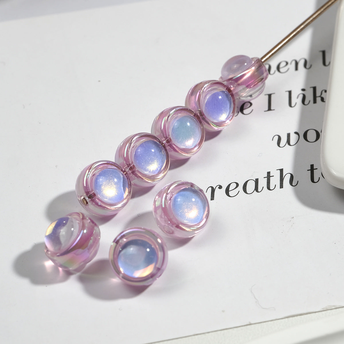 Transparent Round Acrylic Beads 11mm Double-Sided Zirconia 50pcs 10