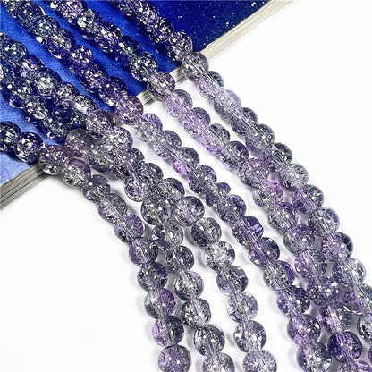 Crackle Flower Glass Beads 8mm Soft Purple Blue Gradient 3 Strands 41