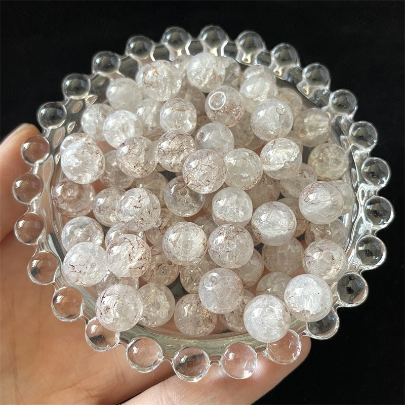 Crackle Round Glass Beads 10mm Jade Ice Frosted Cracked 100pcs 9