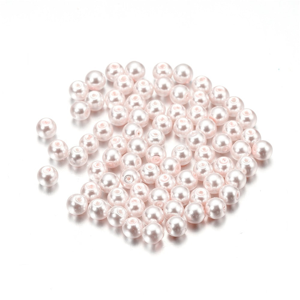 Pearl Glass Beads 8mm Imitation Smooth Glossy Mixed Colors 100pcs 27