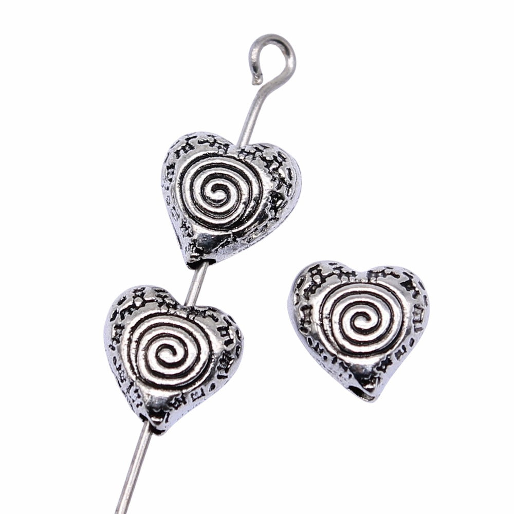 Irregular Heart Metal Beads 9mm Spiral Pattern 40pcs 3