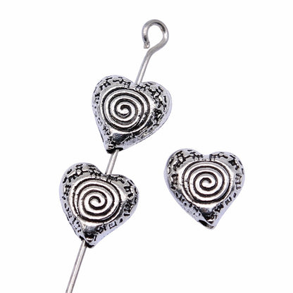 Irregular Heart Metal Beads 9mm Spiral Pattern 40pcs 3