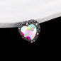 Double-Sided Heart Rhinestone Beads 22mm Alloy Encrusted 10pcs 32