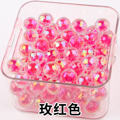 Iridescent Faceted Acrylic Beads 16mm Colorful Mixed 50pcs 13