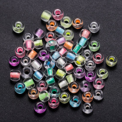 Glow In The Dark Seed Glass Beads 3mm Multicolor Stripes 1800pcs 33
