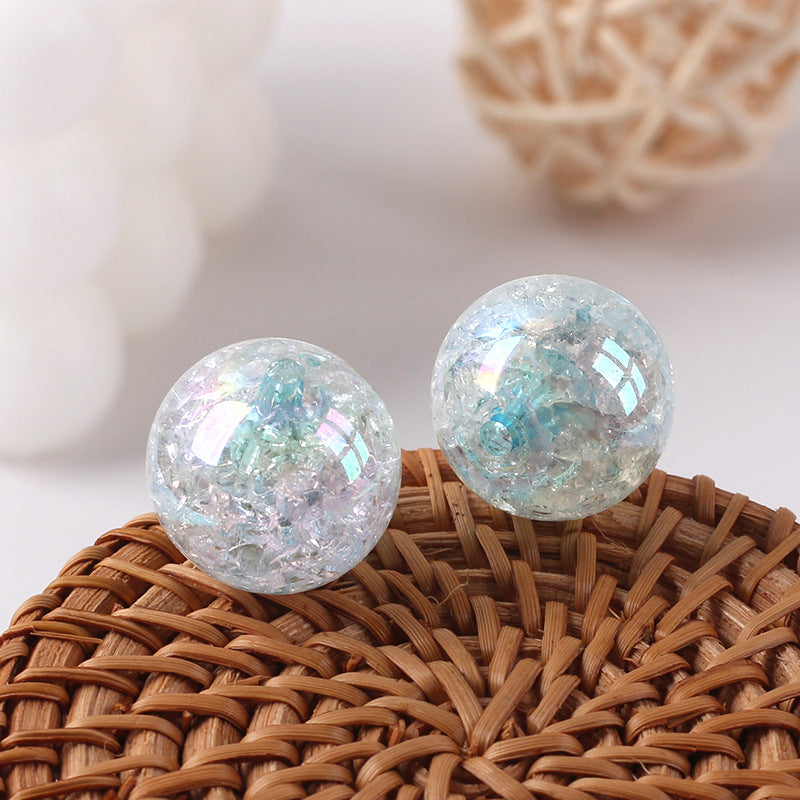 Plated Bubblegum Beads 18-20mm Dyed Core Crackle Glossy 20pcs 7