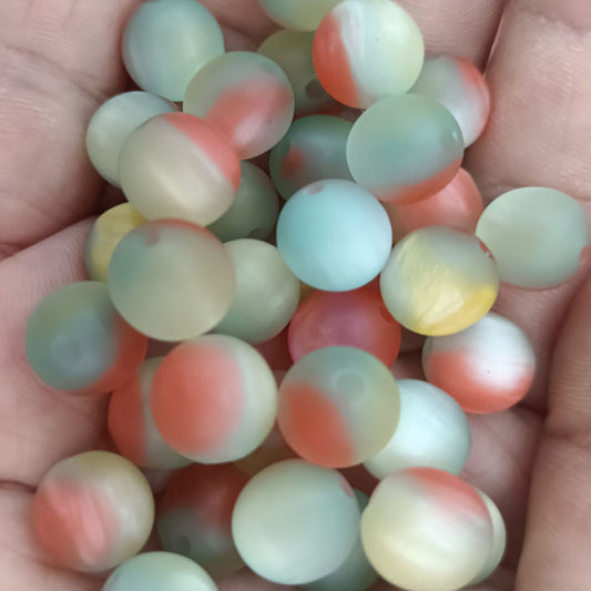 Matte Gradient Tricolor Round Resin Beads 8/10/16mm Pastel Finish 50pcs