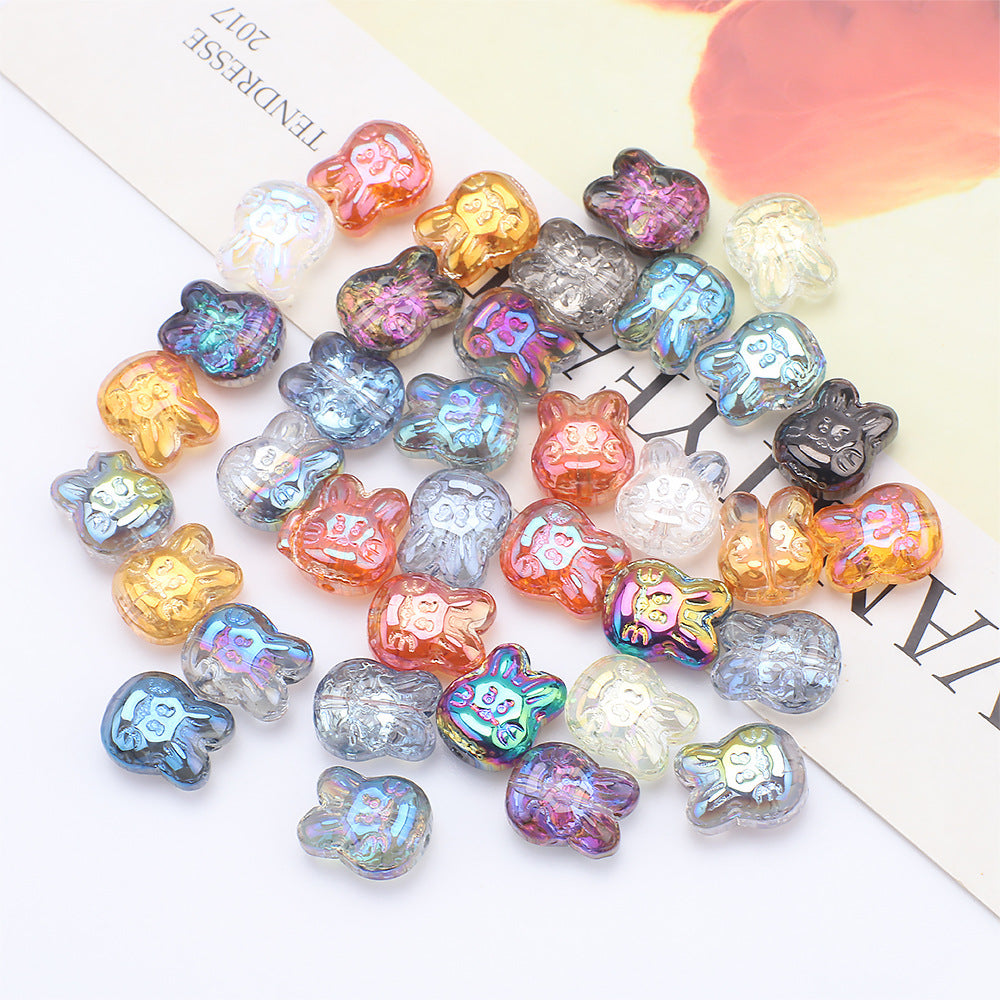 Plating Bunny Head Glass Beads 12mm Iridescent 30pcs 4