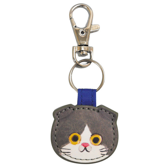 Kawaii Cat Keychain PU Leather Cute Animal Design 2pcs 8cm 8