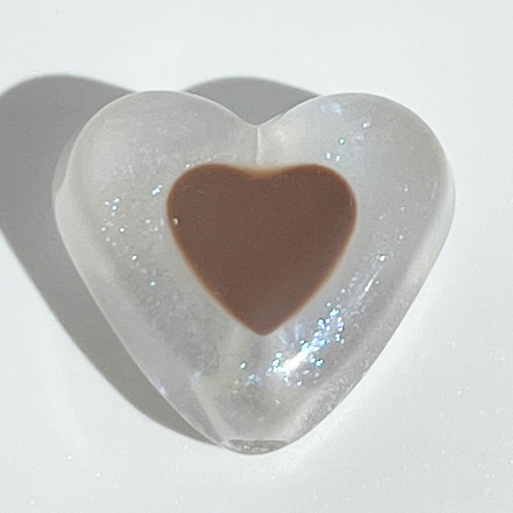 Glow Heart Acrylic Beads 15mm Two-Color Glow In The Dark 50pcs 10