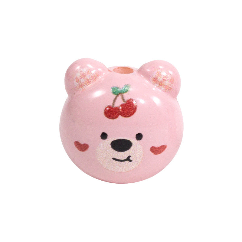Cartoon Character Bear Head Acrylic Beads 17mm Colorful 10pcs 21